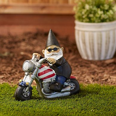 Zingz Home Solar Biker Gnome Figurine