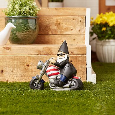 Zingz Home Solar Biker Gnome Figurine