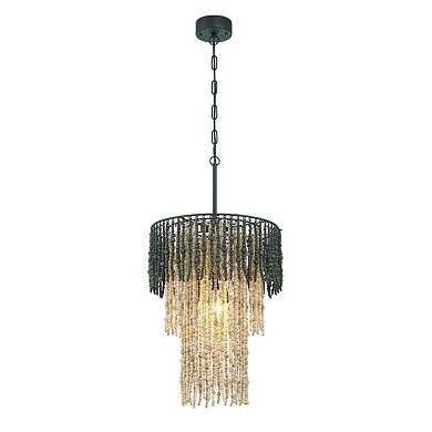 Hello Honey Ombre Beaded Wood 3-Tier Chandelier