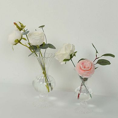4 Pack Nordic Glass Flower Vases Petal Texture Wedding Table Centerpieces