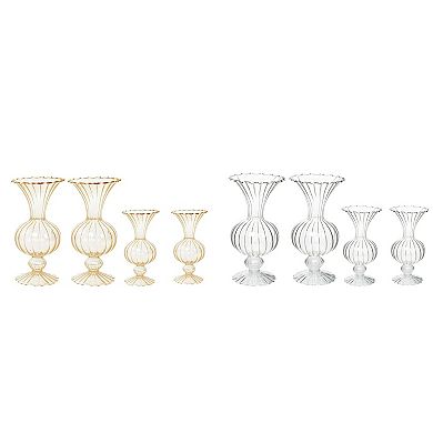 4 Pack Nordic Glass Flower Vases Petal Texture Wedding Table Centerpieces