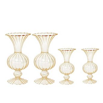 4 Pack Nordic Glass Flower Vases Petal Texture Wedding Table Centerpieces