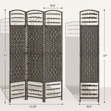 3-Panel Folding Privacy Screen with Diamond-Woven Paper Fiber for Bedroom or Office