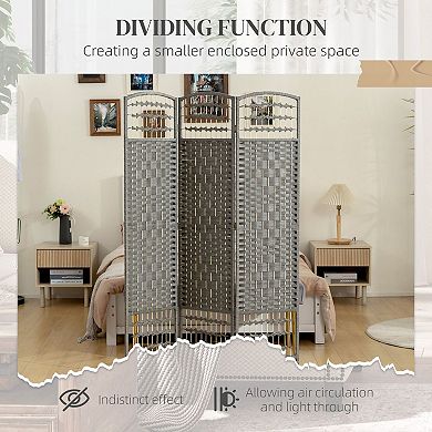 3-Panel Folding Privacy Screen with Diamond-Woven Paper Fiber for Bedroom or Office