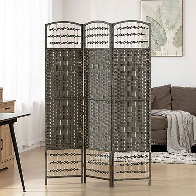 3-Panel Folding Privacy Screen with Diamond-Woven Paper Fiber for Bedroom or Office