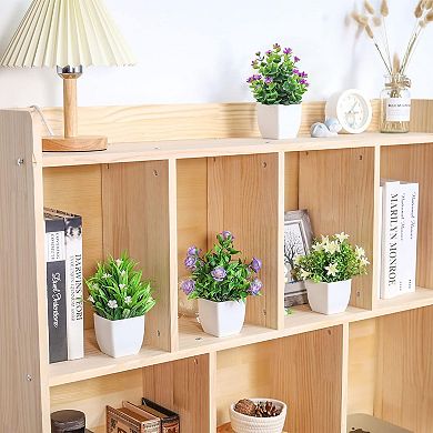 4 Pack Small Fake Plants Mini Artificial Faux Plants Indoor with Flowers Spring Decorations for Home