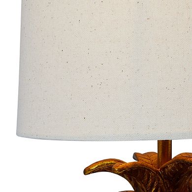 Hello Honey Resin Pineapple Table Lamp with Linen Shade, Distressed Gold