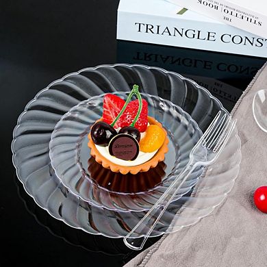 Great Ambitions 100-Count 9" Clear Plastic Plates: Heavy-Duty, Premium for Weddings & Events