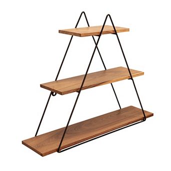 Decorative 3 tier Floating Shelf - Modern Narrow Wall Mounted Shlef for Storage, 20", Brown