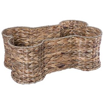 Bone Dry Bone Shaped Hyacinth Basket Pet Storage Bin
