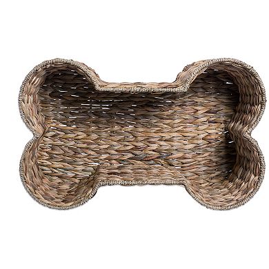 Bone Dry Bone Shaped Hyacinth Basket Pet Storage Bin