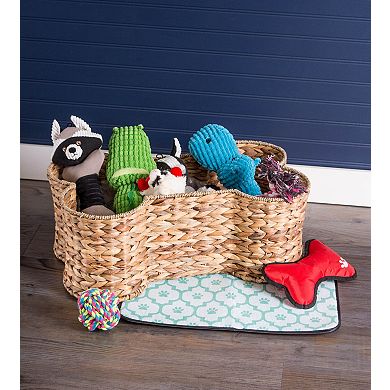 Bone Dry Bone Shaped Hyacinth Basket Pet Storage Bin