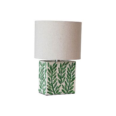 Hello Honey Reclaimed Wood and Shell Table Lamp, Green, Set of 2