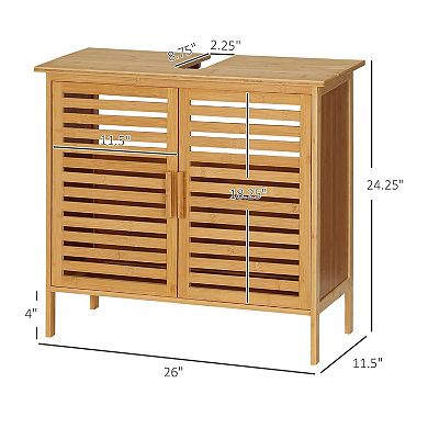 Bathroom Storage Cabinet Under Sink, Double Door Pedestal Sink Organizer