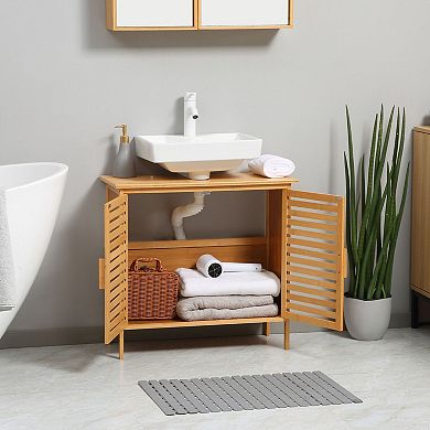 Bathroom Storage Cabinet Under Sink, Double Door Pedestal Sink Organizer