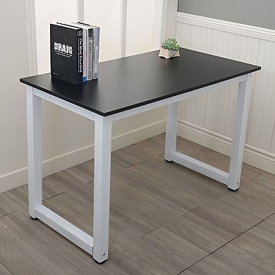 Compact Wooden Desk for Laptop, Books, and Workspace Organization - Black