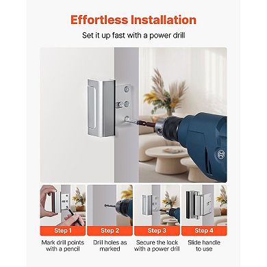 Set of 2 Interior Door Reinforcement Lock Aluminum Alloy Security Lock