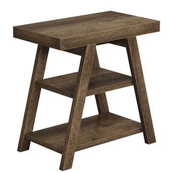 Farmhouse Narrow End Table with Three Open Shelves for Living Room or Bedroom