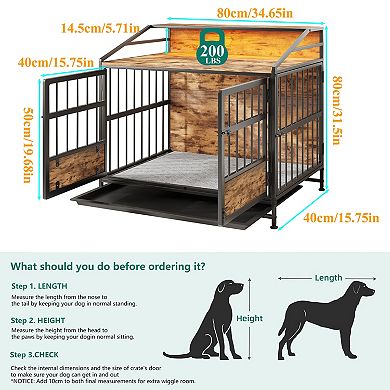 IFMALL Multi-Function Furniture Style Dog Crate with Storage and Double Doors