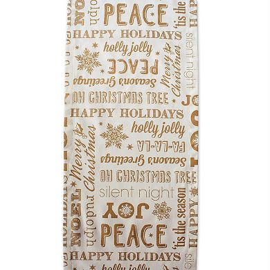 DII Christmas Gold Holiday Collage Printed Metallic Table Runner