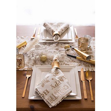 DII Christmas Gold Holiday Collage Printed Metallic Table Runner