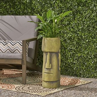 Glacier Cast Stone Urn Antique Green Magnesium Oxide Urn Planter for Indoor/Outdoor