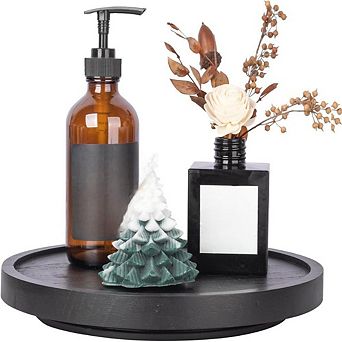 10-Inch Wood Lazy Susan Turntable - Rotating Farmhouse Decorative Tray for Kitchen & Bathroom