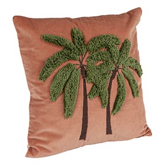 Hello Honey Tropical Embroidered Velvet Pillow, Multicolor