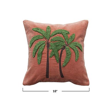 Hello Honey Tropical Embroidered Velvet Pillow, Multicolor