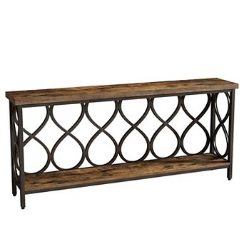 Industrial Sofa Table with Shelf, Slim Console Table for Hallway or Living Room