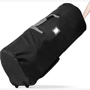 Great Ambitions Black Rolling Christmas Tree Storage Bag with Wheels & Handles, Fits 9ft Artificial