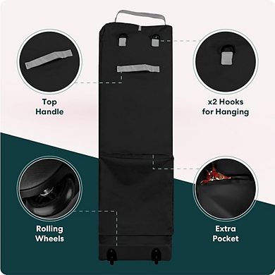 Great Ambitions Black Rolling Christmas Tree Storage Bag with Wheels & Handles, Fits 9ft Artificial