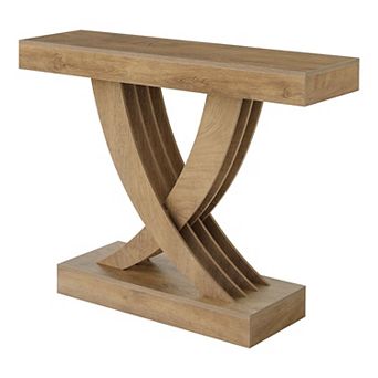Farmhouse Entryway Console Table, MDF Top with X-Frame Base for Hallway or Living Room