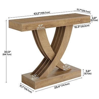 Farmhouse Entryway Console Table, MDF Top with X-Frame Base for Hallway or Living Room