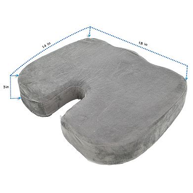 Orthopedic Coccyx Seat Cushion - Memory Foam & Cooling Gel, 18x14" for Prolonged Sitting