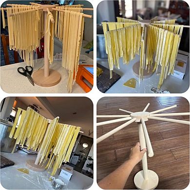 Great Ambitions Large Wood Pasta Drying Rack, Collapsible Stand for Fresh Noodles & Spaghetti