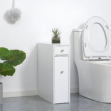 Bathroom Cabinet with Slide-Out Drawers, Slim Floor Storage for Small Spaces