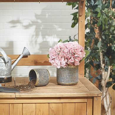 Zingz Home Modern Metallic Cement Flower Pot Set of 2