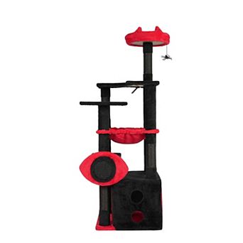 Gothic Cat Tower with Hammock, Condo, Scratch Panel and Hanging Spider Toy