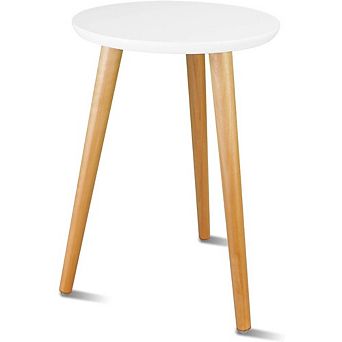 Great Ambitions Mid Century Wood Plant Stand, Modern Round Side Table
