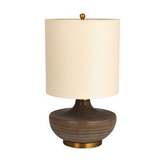 Hello Honey Stoneware Table Lamp with Elongated Drum Shade, Brown