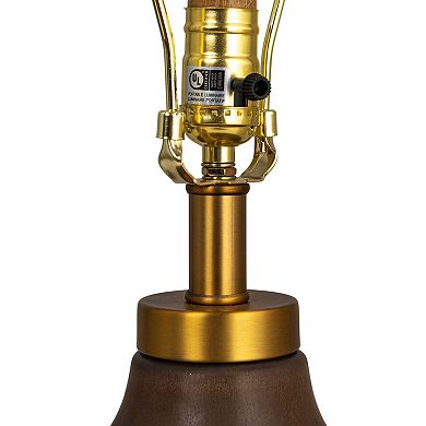 Hello Honey Stoneware Table Lamp with Elongated Drum Shade, Brown