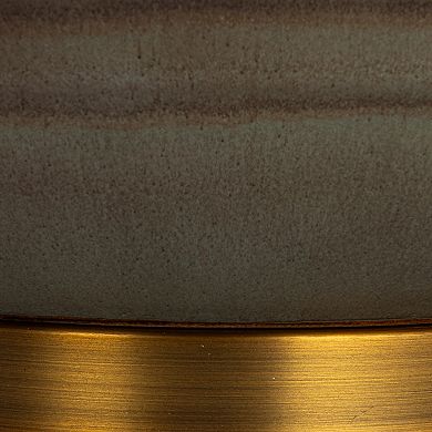 Hello Honey Stoneware Table Lamp with Elongated Drum Shade, Brown