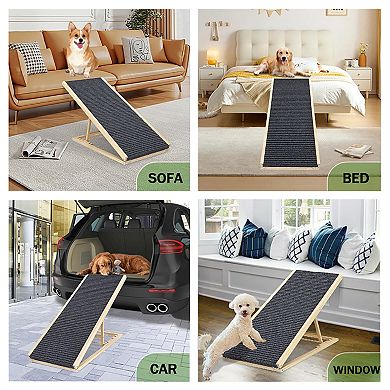 IFMALL Adjustable Foldable Pet Ramp for Safe Access to Furniture and Vehicles