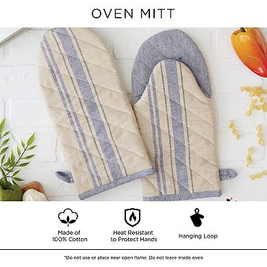 DII French Blue Chef Stripe Double Oven Mitt