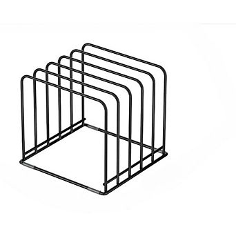 Great Ambitions Steel Cookware Holder, 5-Slot Divided Rack for Skillets, Baking Pans & Cutting Board