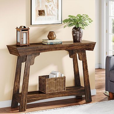2 Tier Console Table for Entryway, Narrow Sofa Table with Storage Shelf, Hallway Table