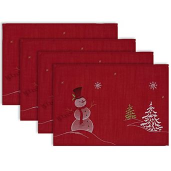 DII Embroidered Snowman Placemat Set/4