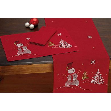 DII Embroidered Snowman Placemat Set/4