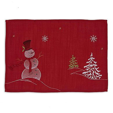 DII Embroidered Snowman Placemat Set/4